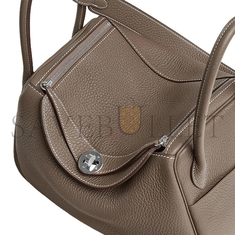 H**mes MASTER LINDY 26 CLEMENCE ÉTOUPE PALLADIUM HARDWARE (26*18*12cm)